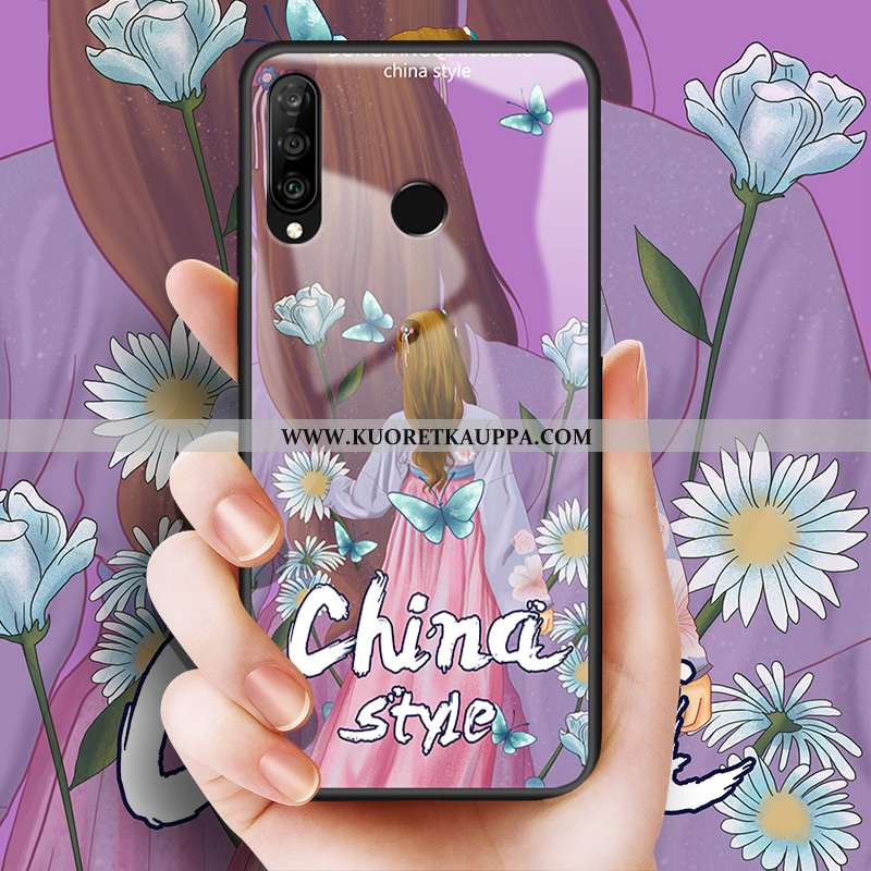 Kuori Huawei P30 Lite, Kuoret Huawei P30 Lite, Kotelo Huawei P30 Lite Suojaus Lasi Puhelimen Sininen