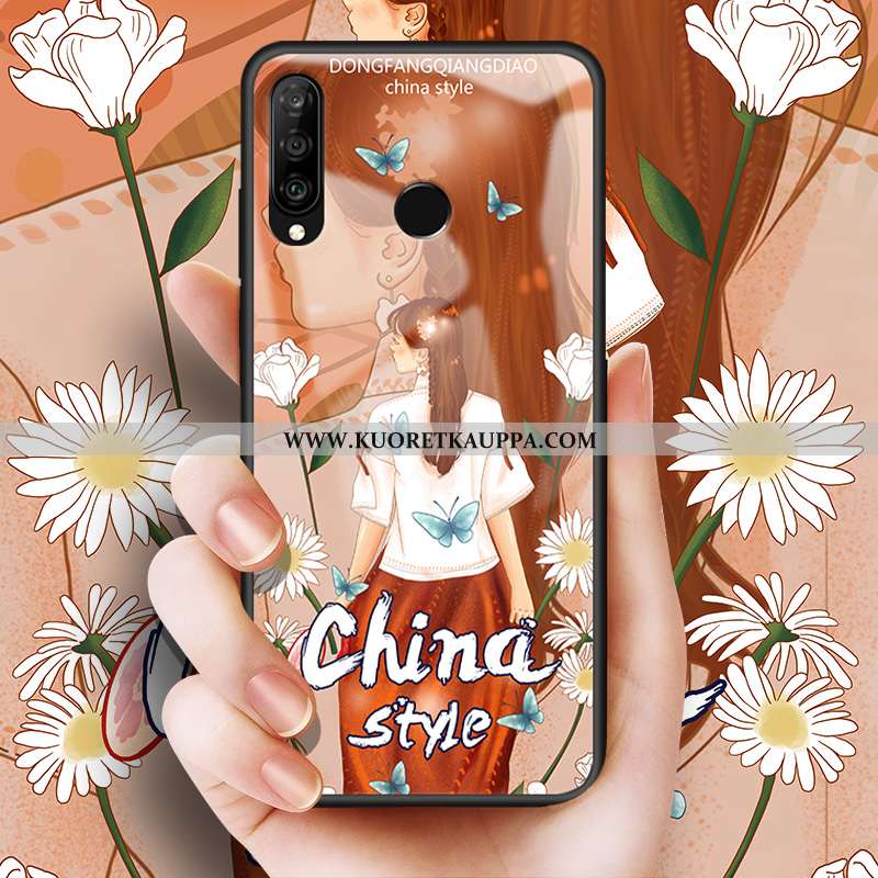 Kuori Huawei P30 Lite, Kuoret Huawei P30 Lite, Kotelo Huawei P30 Lite Suojaus Lasi Puhelimen Sininen