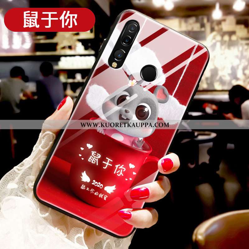 Kuori Huawei P30 Lite Xl, Kuoret Huawei P30 Lite Xl, Kotelo Huawei P30 Lite Xl Suojaus Lasi Net Red 