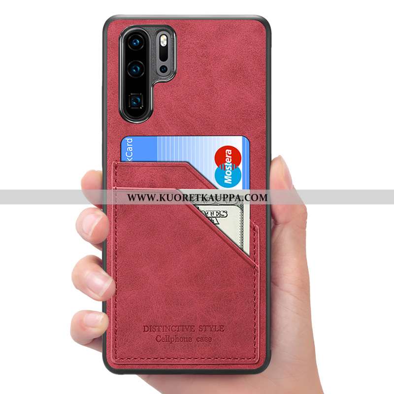 Kuori Huawei P30 Pro, Kuoret Huawei P30 Pro, Kotelo Huawei P30 Pro Nahkakuori Salkku Punainen