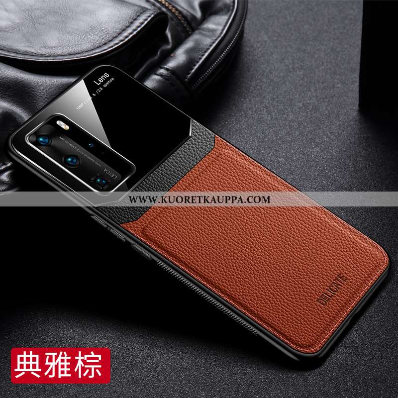 Kuori Huawei P40, Kuoret Huawei P40, Kotelo Huawei P40 Nahkakuori Ylellisyys Ylellisyys Persoonallis