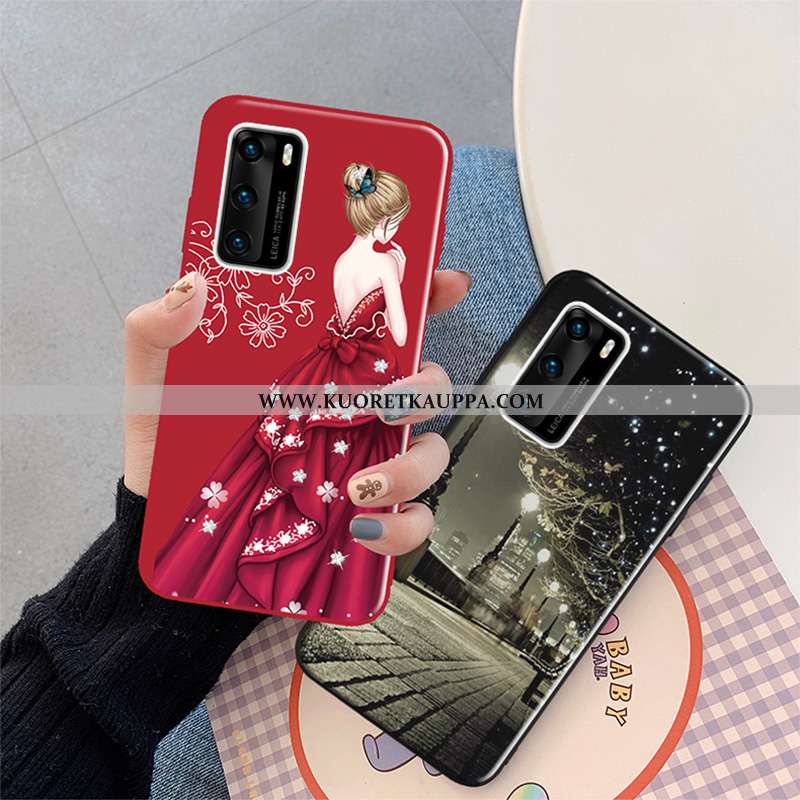 Kuori Huawei P40, Kuoret Huawei P40, Kotelo Huawei P40 Pehmeä Neste Pesty Suede Ihana Viininpunainen