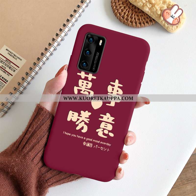 Kuori Huawei P40, Kuoret Huawei P40, Kotelo Huawei P40 Pehmeä Neste Valo Viini Punainen Net Red Sili