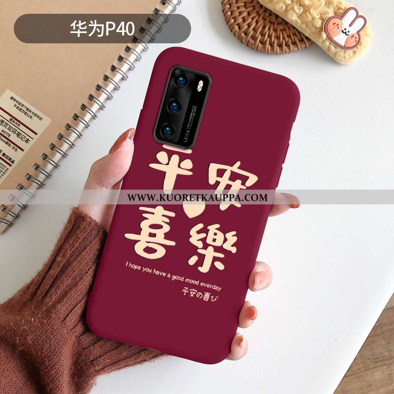 Kuori Huawei P40, Kuoret Huawei P40, Kotelo Huawei P40 Pehmeä Neste Valo Viini Punainen Net Red Sili