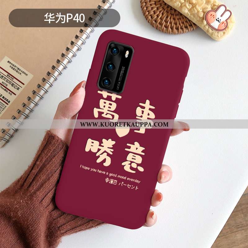 Kuori Huawei P40, Kuoret Huawei P40, Kotelo Huawei P40 Pehmeä Neste Valo Viini Punainen Net Red Sili