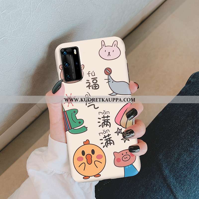Kuori Huawei P40, Kuoret Huawei P40, Kotelo Huawei P40 Persoonallisuus Luova Suojaus Sarjakuva Beige