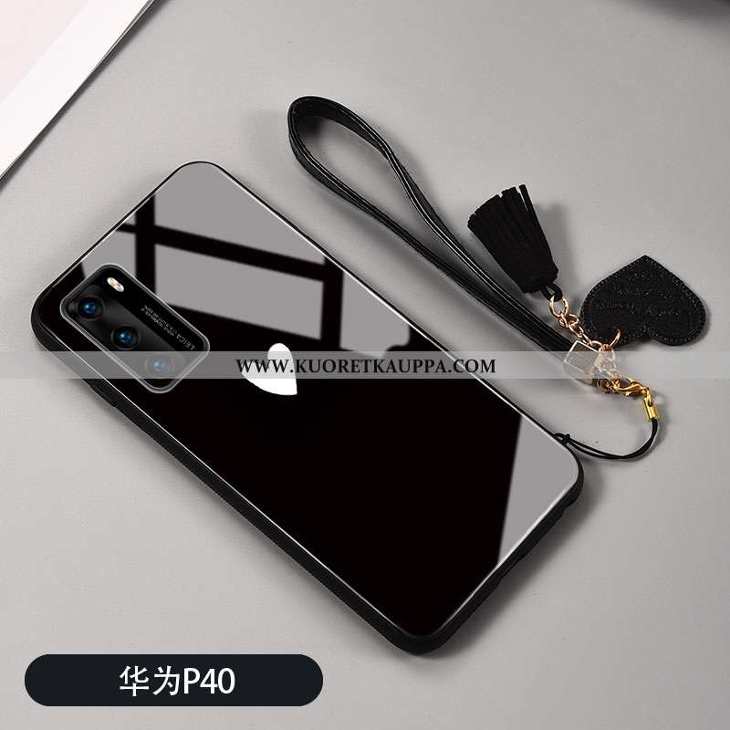 Kuori Huawei P40, Kuoret Huawei P40, Kotelo Huawei P40 Silikoni Suojaus Musta Lasi Rakkaus Mustat