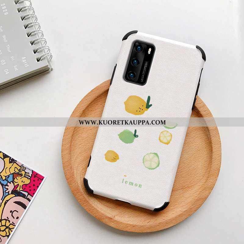 Kuori Huawei P40, Kuoret Huawei P40, Kotelo Huawei P40 Suojaus Nahkakuori Valkoinen Net Red Mulberry