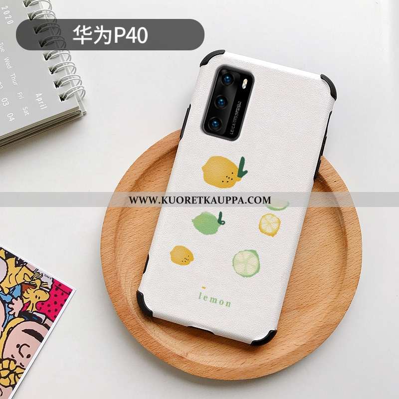 Kuori Huawei P40, Kuoret Huawei P40, Kotelo Huawei P40 Suojaus Nahkakuori Valkoinen Net Red Mulberry