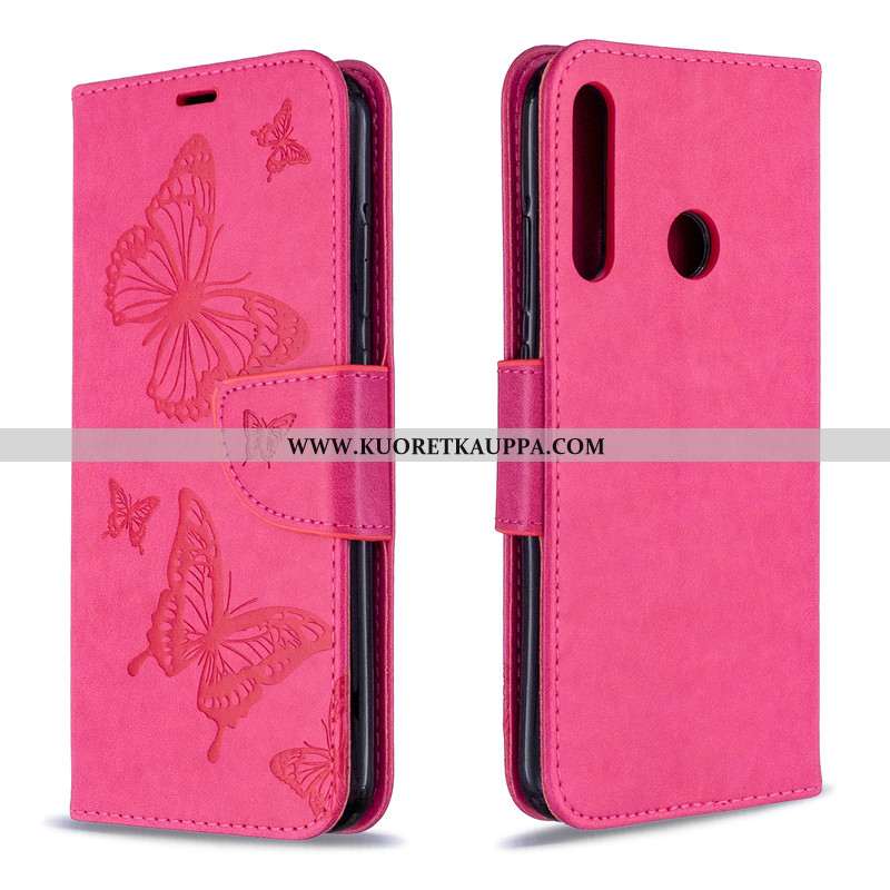 Kuori Huawei P40 Lite E, Kuoret Huawei P40 Lite E, Kotelo Huawei P40 Lite E Kohokuviointi Nahka Puna