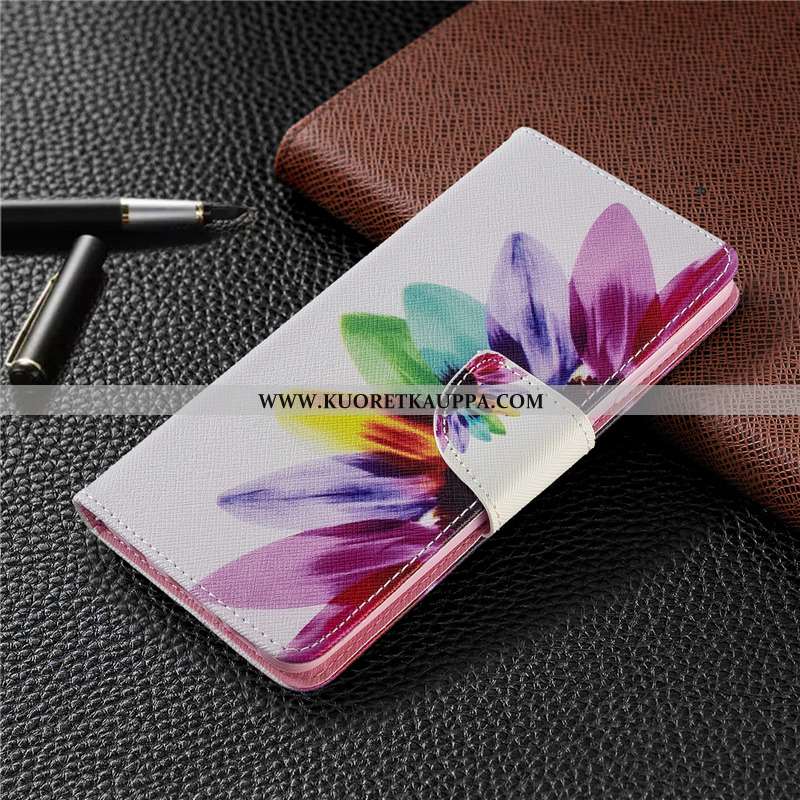 Kuori Huawei P40 Lite, Kuoret Huawei P40 Lite, Kotelo Huawei P40 Lite Nahkakuori Suojaus Jauhe Pinkk