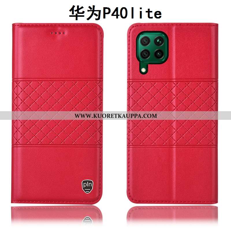 Kuori Huawei P40 Lite, Kuoret Huawei P40 Lite, Kotelo Huawei P40 Lite Nahkakuori Suojaus Keltainen A