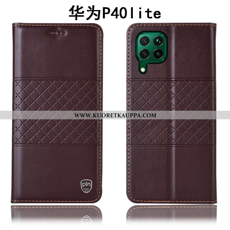 Kuori Huawei P40 Lite, Kuoret Huawei P40 Lite, Kotelo Huawei P40 Lite Nahkakuori Suojaus Keltainen A
