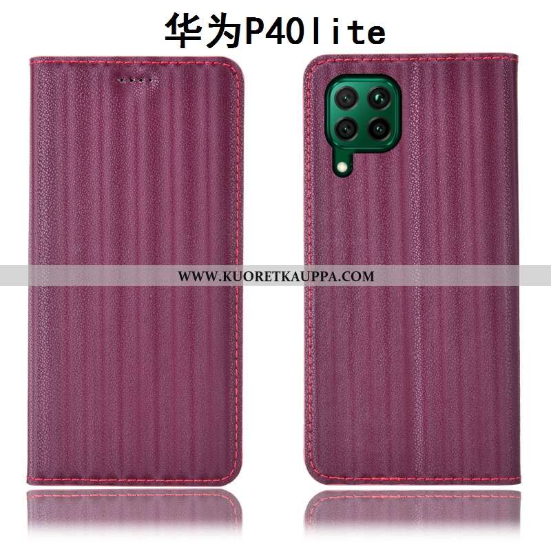 Kuori Huawei P40 Lite, Kuoret Huawei P40 Lite, Kotelo Huawei P40 Lite Suojaus Nahkakuori Viini Punai