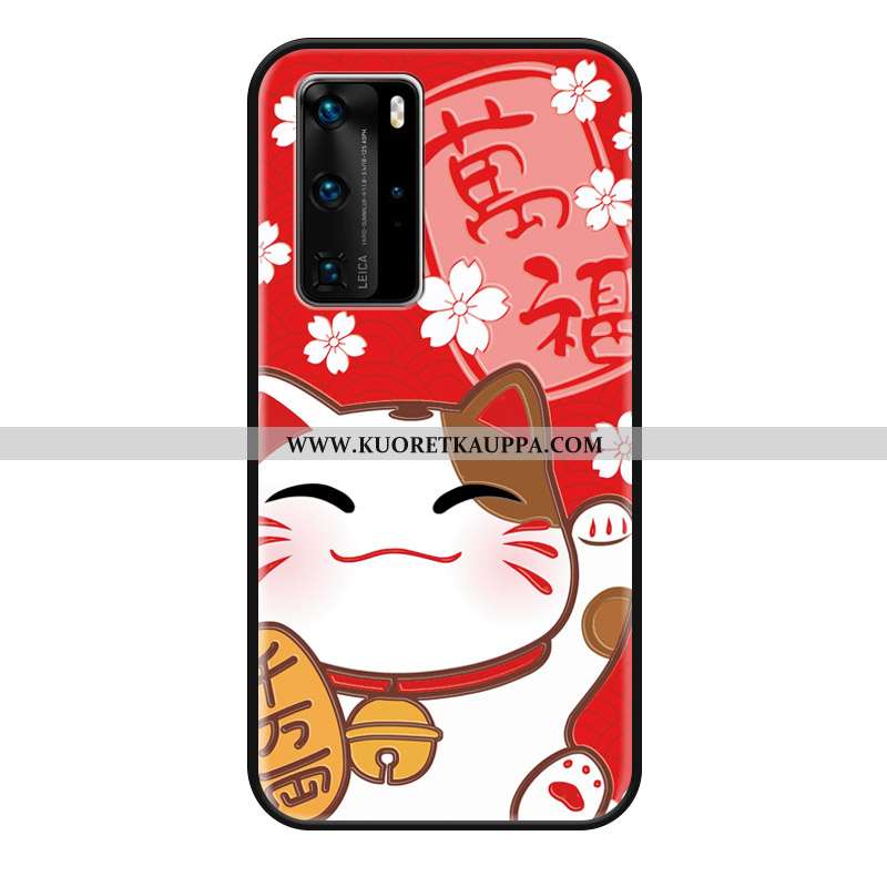 Kuori Huawei P40 Pro, Kuoret Huawei P40 Pro, Kotelo Huawei P40 Pro Sarjakuva Silikoni Rikkaus Kissa 