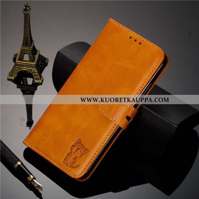 Kuori Huawei Y5 2020, Kuoret Huawei Y5 2020, Kotelo Huawei Y5 2020 Suojaus Nahkakuori Viini Punainen