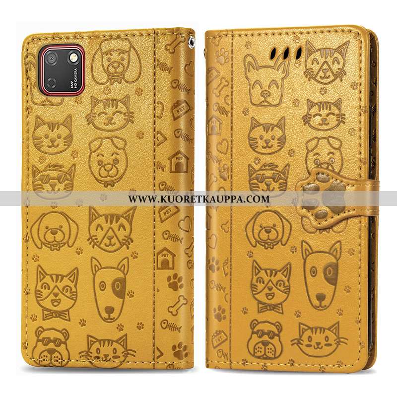 Kuori Huawei Y5p, Kuoret Huawei Y5p, Kotelo Huawei Y5p Nahka Suojaus Kohokuviointi Violetti