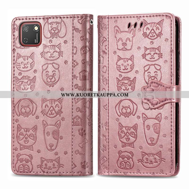 Kuori Huawei Y5p, Kuoret Huawei Y5p, Kotelo Huawei Y5p Nahka Suojaus Kohokuviointi Violetti