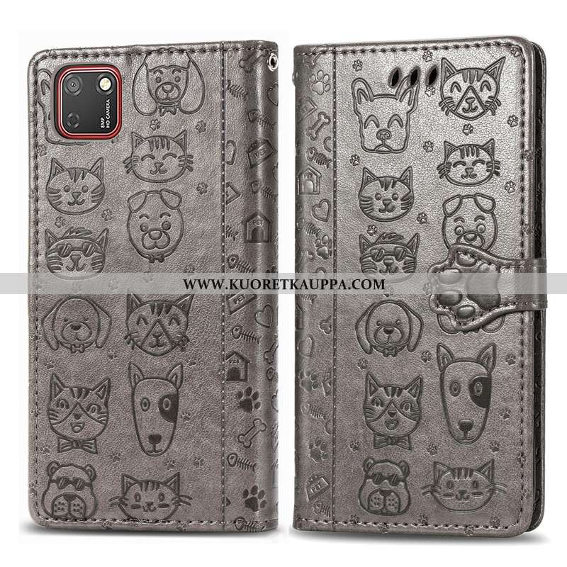 Kuori Huawei Y5p, Kuoret Huawei Y5p, Kotelo Huawei Y5p Nahka Suojaus Kohokuviointi Violetti