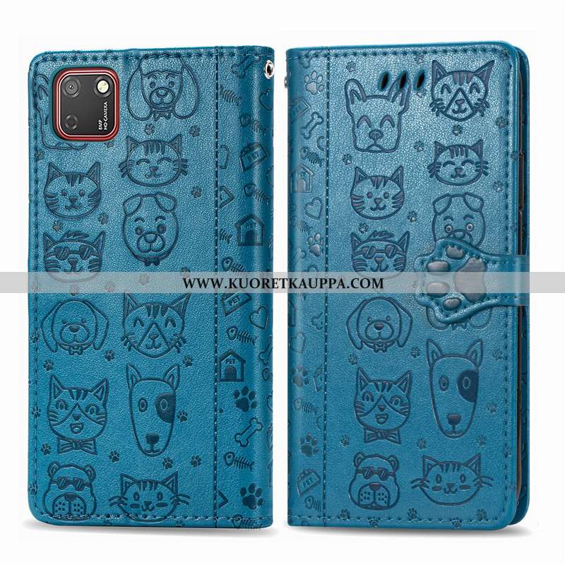 Kuori Huawei Y5p, Kuoret Huawei Y5p, Kotelo Huawei Y5p Nahka Suojaus Kohokuviointi Violetti