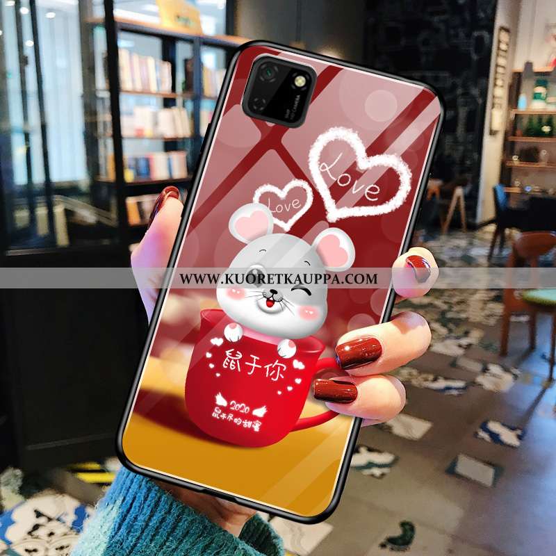 Kuori Huawei Y5p, Kuoret Huawei Y5p, Kotelo Huawei Y5p Pehmeä Neste Valo Pieni Peili Kova Punainen