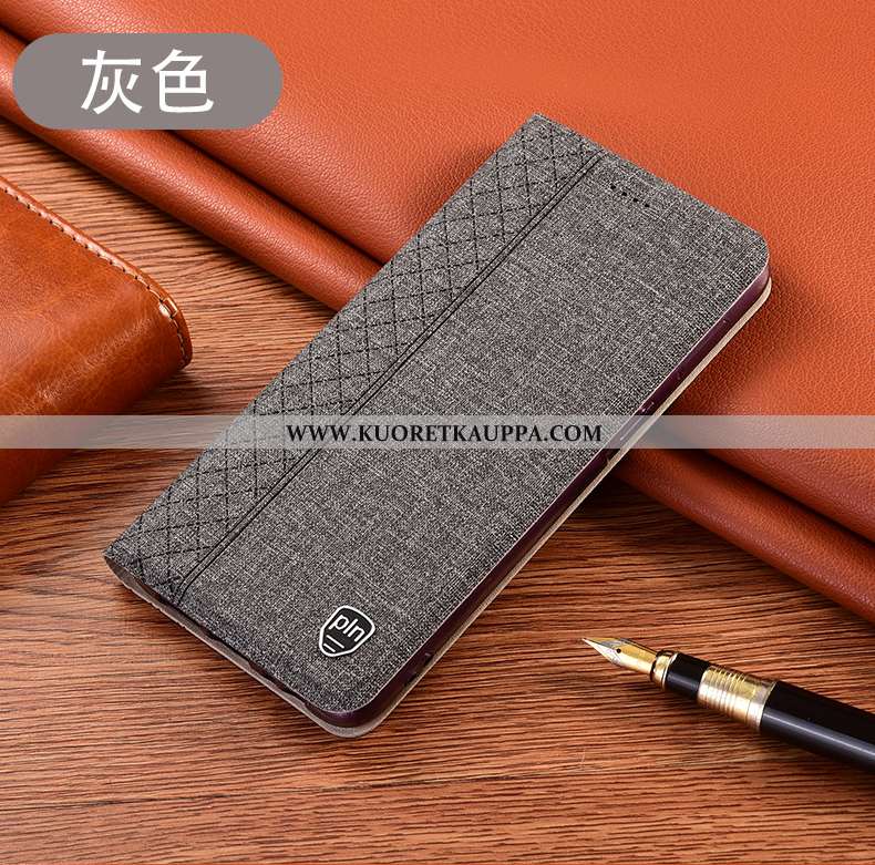 Kuori Huawei Y5p, Kuoret Huawei Y5p, Kotelo Huawei Y5p Pellava Nahkakuori Harmaa Suojaus