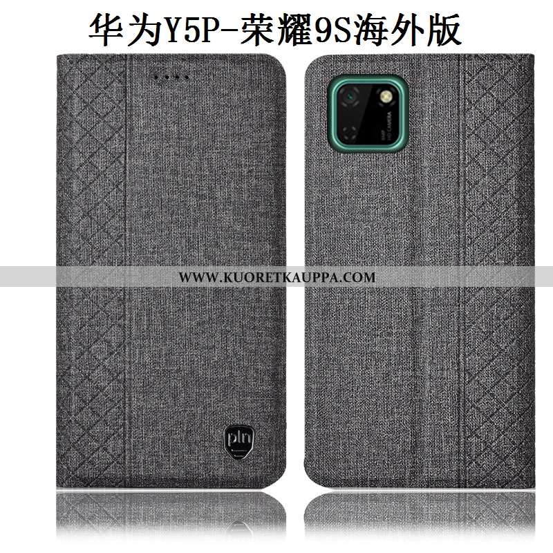 Kuori Huawei Y5p, Kuoret Huawei Y5p, Kotelo Huawei Y5p Pellava Nahkakuori Harmaa Suojaus