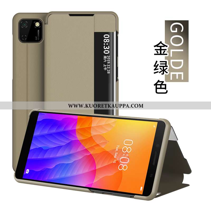 Kuori Huawei Y5p, Kuoret Huawei Y5p, Kotelo Huawei Y5p Pesty Suede Suojaus Kulta Nahkakuori Horrosti