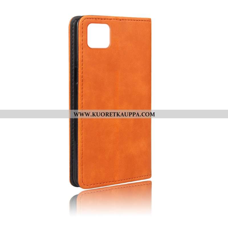 Kuori Huawei Y5p, Kuoret Huawei Y5p, Kotelo Huawei Y5p Salkku Nahkakuori Oranssi Kortti