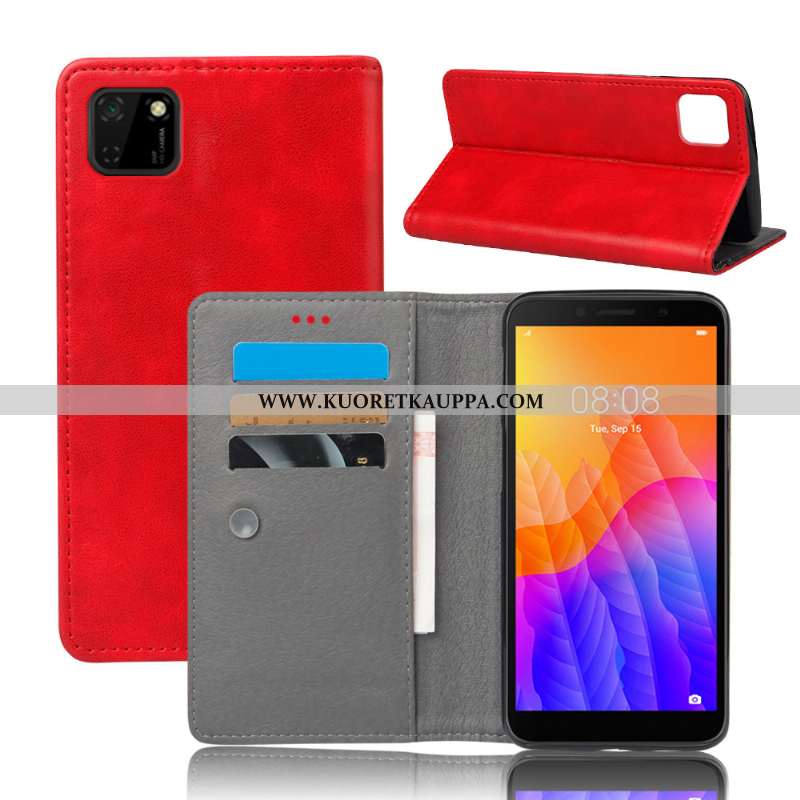 Kuori Huawei Y5p, Kuoret Huawei Y5p, Kotelo Huawei Y5p Salkku Nahkakuori Oranssi Kortti