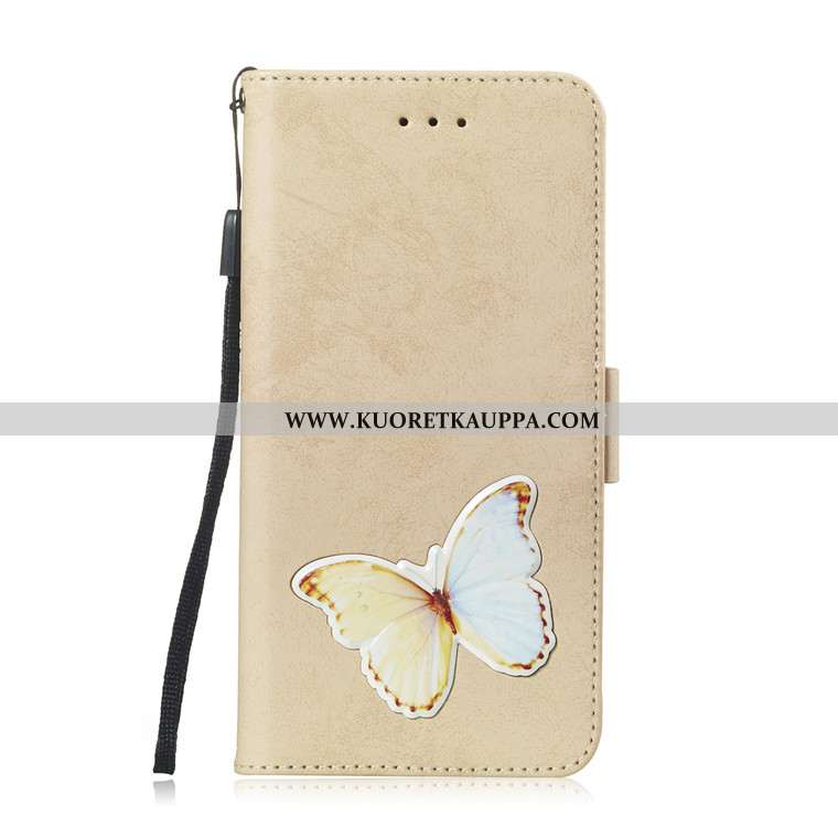 Kuori Huawei Y6 2020, Kuoret Huawei Y6 2020, Kotelo Huawei Y6 2020 Nahkakuori Ihana Suojaus Keltaise