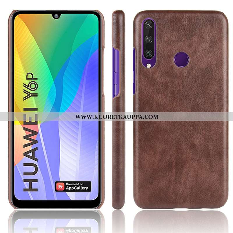 Kuori Huawei Y6p, Kuoret Huawei Y6p, Kotelo Huawei Y6p Kukkakuvio Suojaus Kova Puhelimen Ruskea