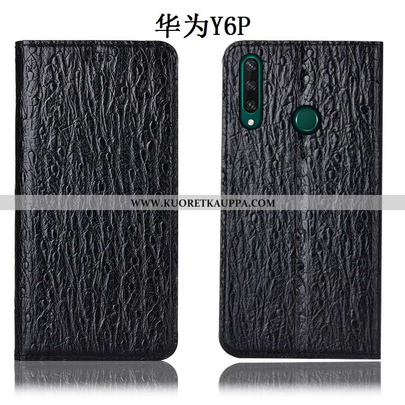 Kuori Huawei Y6p, Kuoret Huawei Y6p, Kotelo Huawei Y6p Nahkakuori Suojaus Lintu Sininen