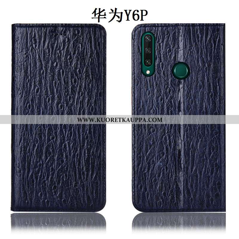 Kuori Huawei Y6p, Kuoret Huawei Y6p, Kotelo Huawei Y6p Nahkakuori Suojaus Lintu Sininen
