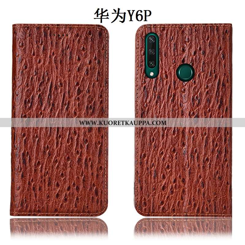 Kuori Huawei Y6p, Kuoret Huawei Y6p, Kotelo Huawei Y6p Nahkakuori Suojaus Lintu Sininen