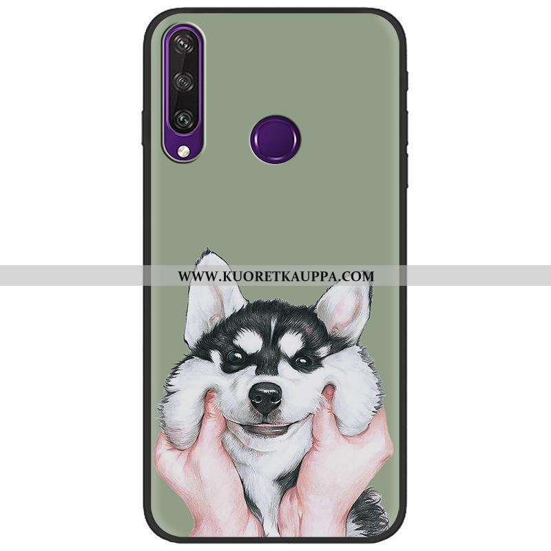 Kuori Huawei Y6p, Kuoret Huawei Y6p, Kotelo Huawei Y6p Pesty Suede Luova Maalaus Vihreä