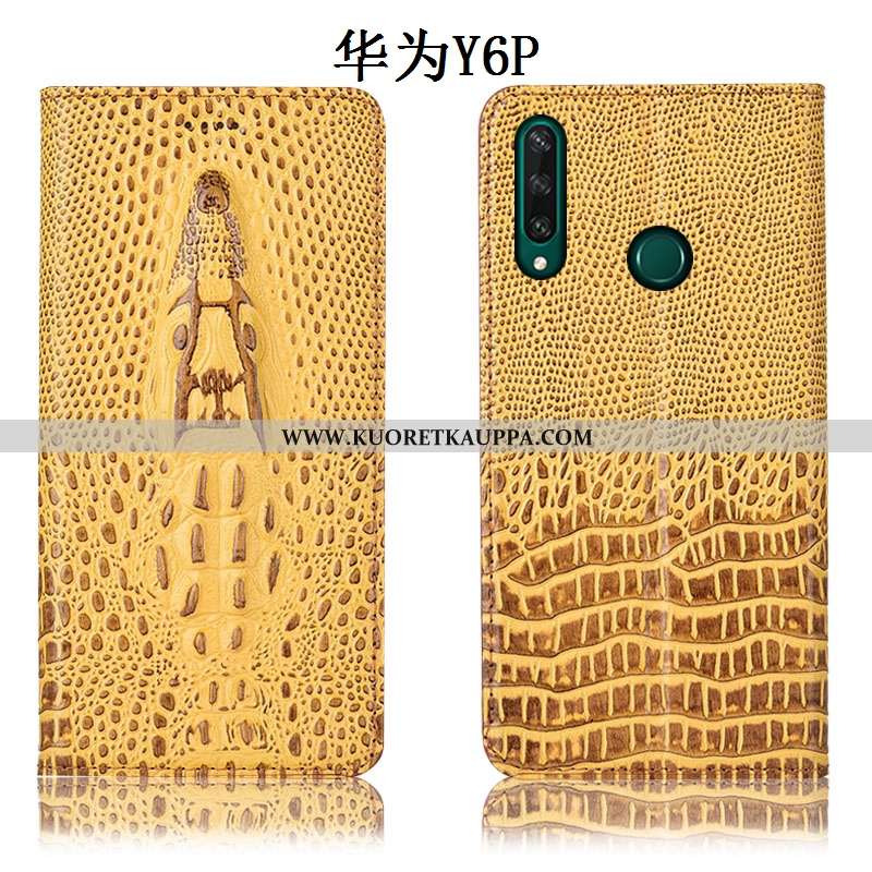 Kuori Huawei Y6p, Kuoret Huawei Y6p, Kotelo Huawei Y6p Suojaus Aito Nahka Puhelimen Keltainen Keltai