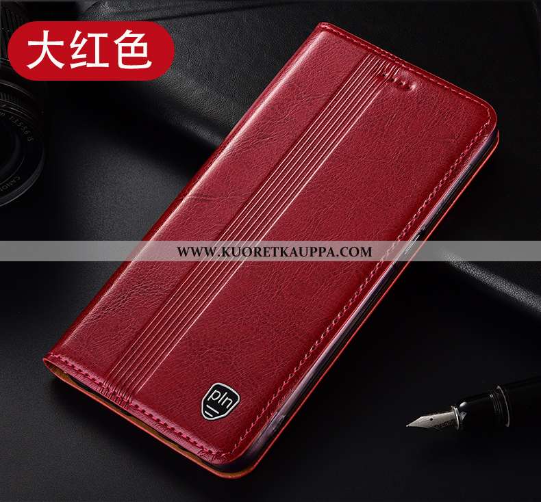 Kuori Huawei Y6p, Kuoret Huawei Y6p, Kotelo Huawei Y6p Suojaus Aito Nahka Punainen