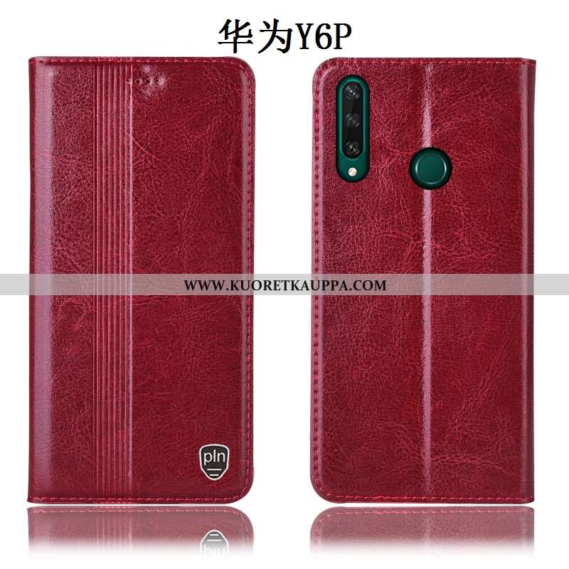 Kuori Huawei Y6p, Kuoret Huawei Y6p, Kotelo Huawei Y6p Suojaus Aito Nahka Punainen