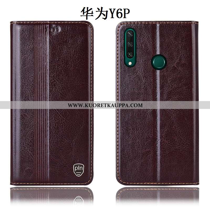 Kuori Huawei Y6p, Kuoret Huawei Y6p, Kotelo Huawei Y6p Suojaus Aito Nahka Punainen
