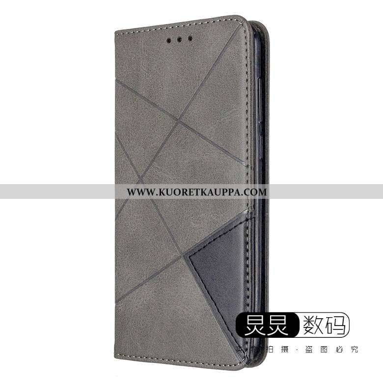 Kuori Huawei Y6p, Kuoret Huawei Y6p, Kotelo Huawei Y6p Suojaus Nahkakuori Murtumaton Niitti Harmaa