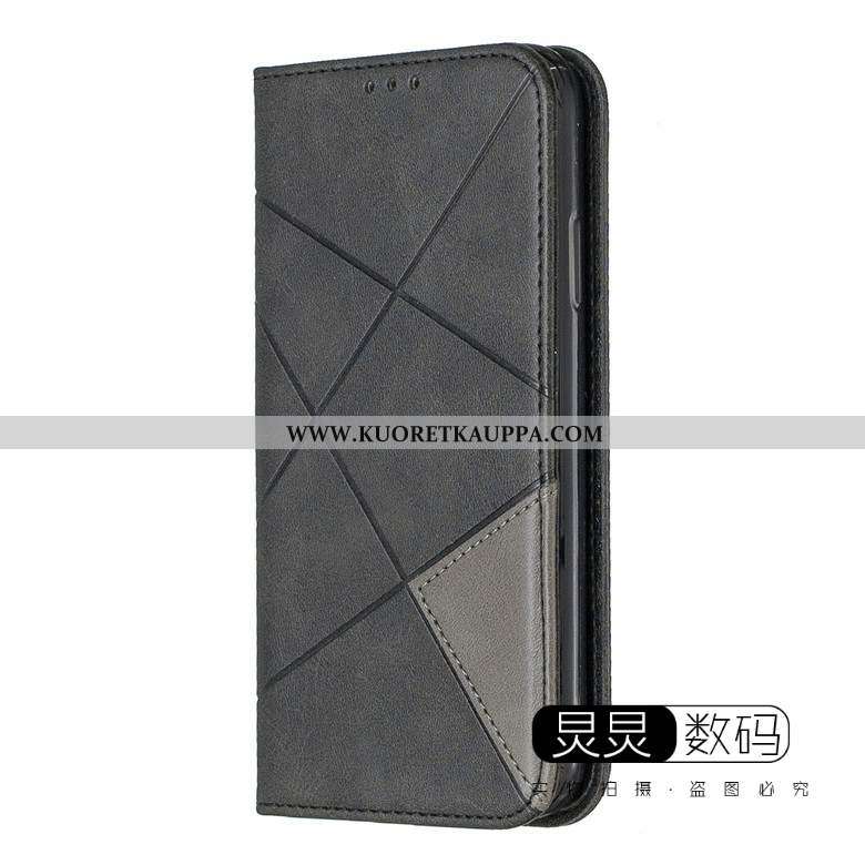 Kuori Huawei Y6p, Kuoret Huawei Y6p, Kotelo Huawei Y6p Suojaus Nahkakuori Murtumaton Niitti Harmaa