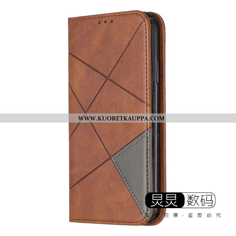 Kuori Huawei Y6p, Kuoret Huawei Y6p, Kotelo Huawei Y6p Suojaus Nahkakuori Murtumaton Niitti Harmaa