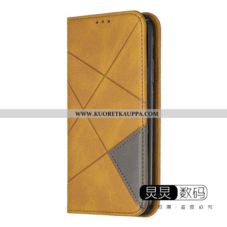 Kuori Huawei Y6p, Kuoret Huawei Y6p, Kotelo Huawei Y6p Suojaus Nahkakuori Murtumaton Niitti Harmaa