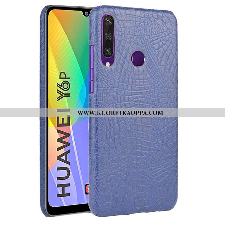 Kuori Huawei Y6p, Kuoret Huawei Y6p, Kotelo Huawei Y6p Suuntaus Suojaus Krokotiili Nahka Kova Sinine
