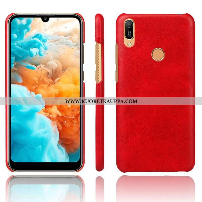 Kuori Huawei Y6s, Kuoret Huawei Y6s, Kotelo Huawei Y6s Nahka Ultra Pesty Suede Kova Murtumaton Punai
