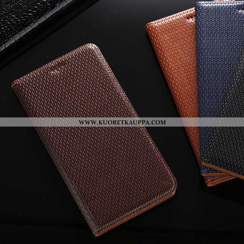 Kuori Huawei Y7 2020, Kuoret Huawei Y7 2020, Kotelo Huawei Y7 2020 Aito Nahka Kukkakuvio 2020 Ruskea