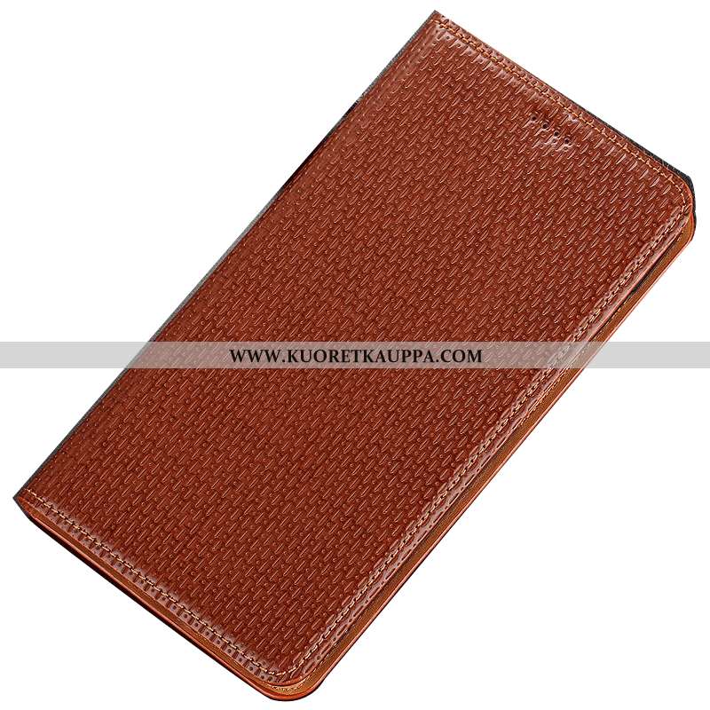 Kuori Huawei Y7 2020, Kuoret Huawei Y7 2020, Kotelo Huawei Y7 2020 Aito Nahka Kukkakuvio 2020 Ruskea