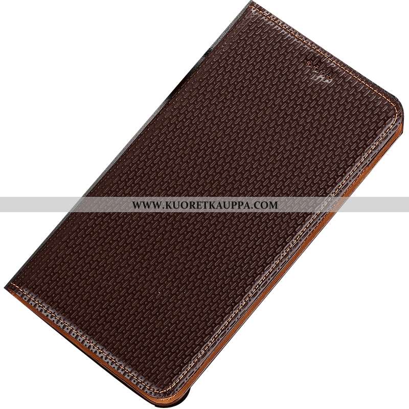 Kuori Huawei Y7 2020, Kuoret Huawei Y7 2020, Kotelo Huawei Y7 2020 Aito Nahka Kukkakuvio 2020 Ruskea