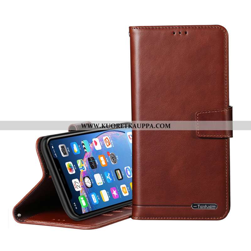 Kuori Huawei Y7 2020, Kuoret Huawei Y7 2020, Kotelo Huawei Y7 2020 Aito Nahka Nahkakuori 2020 Ruskea